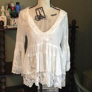 White cotton boho top